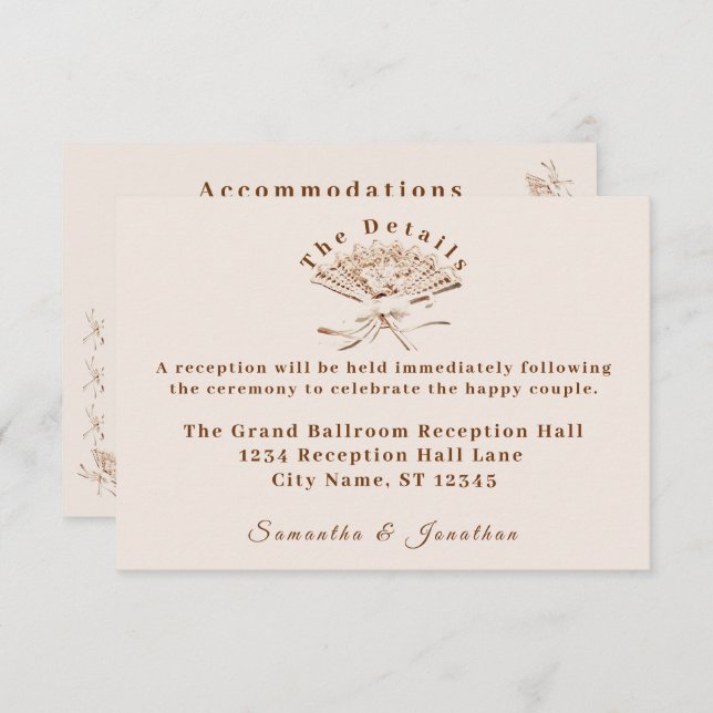 Tarjeta De Recepción Boda victoriano tradicional (Anverso / Reverso)