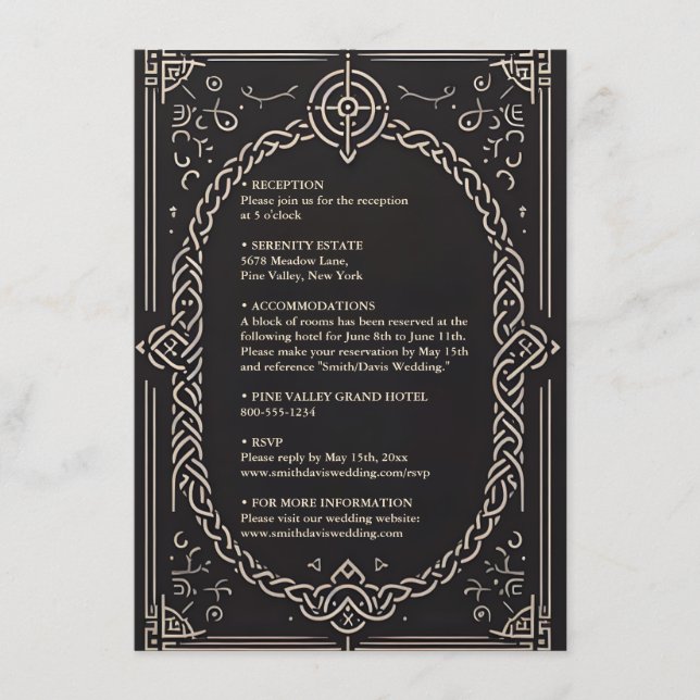 Tarjeta De Recepción Boda Viking Céltico Nórdico Medieval (Anverso)