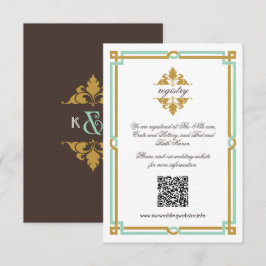 Tarjeta De Recepción Boda Vintage Art Deco Moderno Mint & Gold