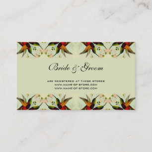 Tarjeta De Recepción Boda Vintage, Colibríes y Flores