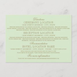 Tarjeta De Recepción Boda Vintage de Oro Antiguo Pistachio Verde