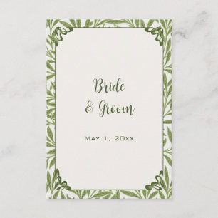 Tarjeta De Recepción Boda Vintage, Patrón de Hojas de Sauce Victoriano