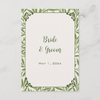 Tarjeta De Recepción Boda Vintage, Patrón de Hojas de Sauce Victoriano