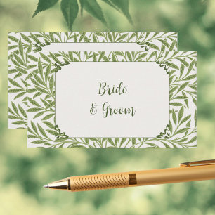 Tarjeta De Recepción Boda Vintage, Patrón de Hojas de Sauce Victoriano