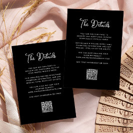 Tarjeta De Recepción Boda Whimsical Negro Detalles del invitado Código 