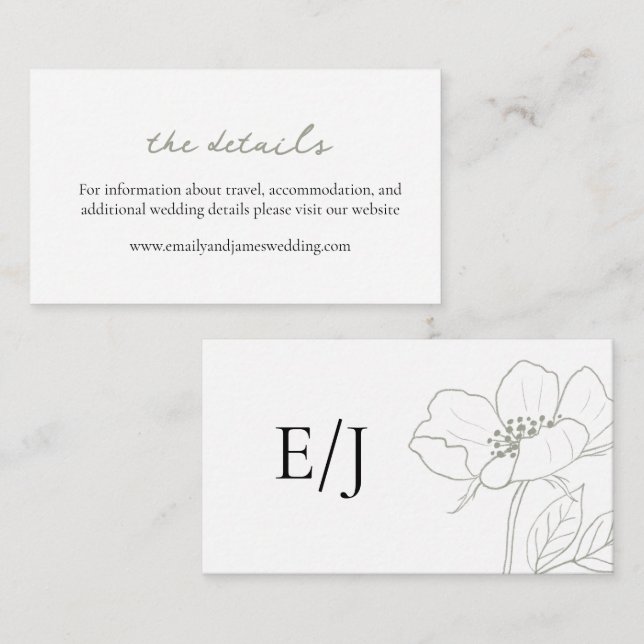 Tarjeta De Recepción Boda Wild Rosa Sage (Anverso / Reverso)