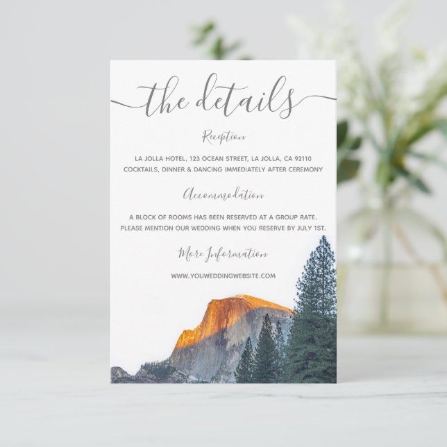 Tarjeta De Recepción Boda Yosemite Half Dome Sunset (Anverso de pie)
