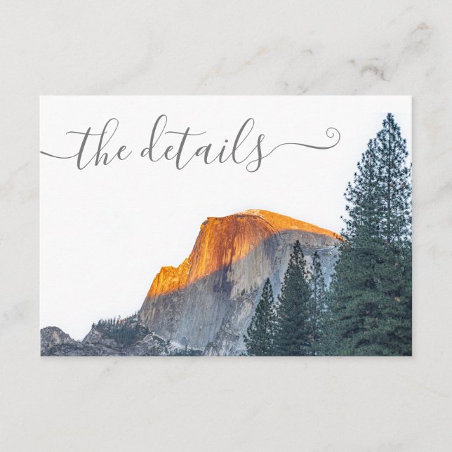 Tarjeta De Recepción Boda Yosemite Half Dome Sunset (Anverso)