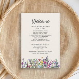 Tarjeta De Recepción Bodas Bienvenida Acuarela Flores Silvestres Floral