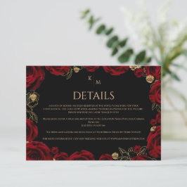 Tarjeta De Recepción Bodas Boho de Rosas de Borgoña