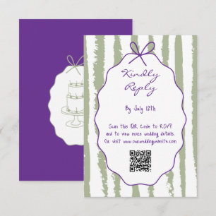 Tarjeta De Recepción Bodas caprichosas con rayas pintadas a mano
