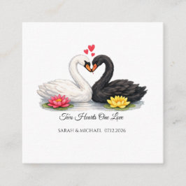 Tarjeta De Recepción Bodas de cisnes de dos corazones un amor personali