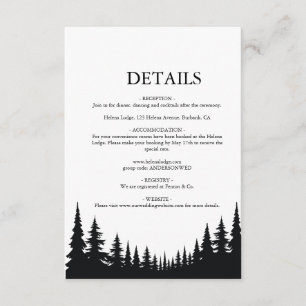 Tarjeta De Recepción Bodas de invierno con pinos negros y blancos