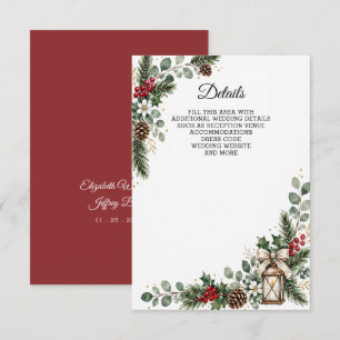 Tarjeta De Recepción Bodas de Navidad de Invierno con Bayas de Pino Rús
