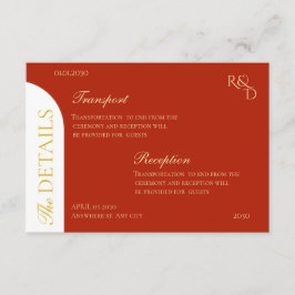 Tarjeta De Recepción Bodas de Otoño con Hojas Rojas Elegantes