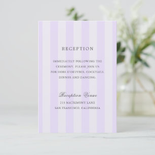 Tarjeta De Recepción Bodas Elegantes Rayas Modernas Purpura