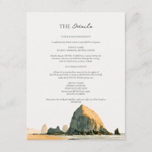 Tarjeta De Recepción Bodas en la playa de Sunset Sea Stacks en la costa