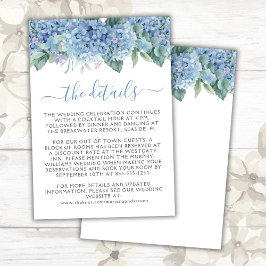 Tarjeta De Recepción Bodas Florales Acuarela Hortensias Azules