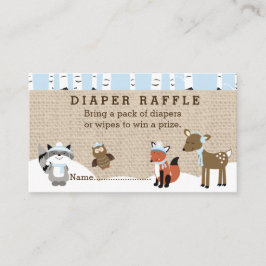 Tarjeta De Recepción Bodega de invierno Animales Diaper Raffle Cards Bl