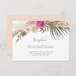 Tarjeta De Recepción Bohemia Rosa Boda floral acuarela
