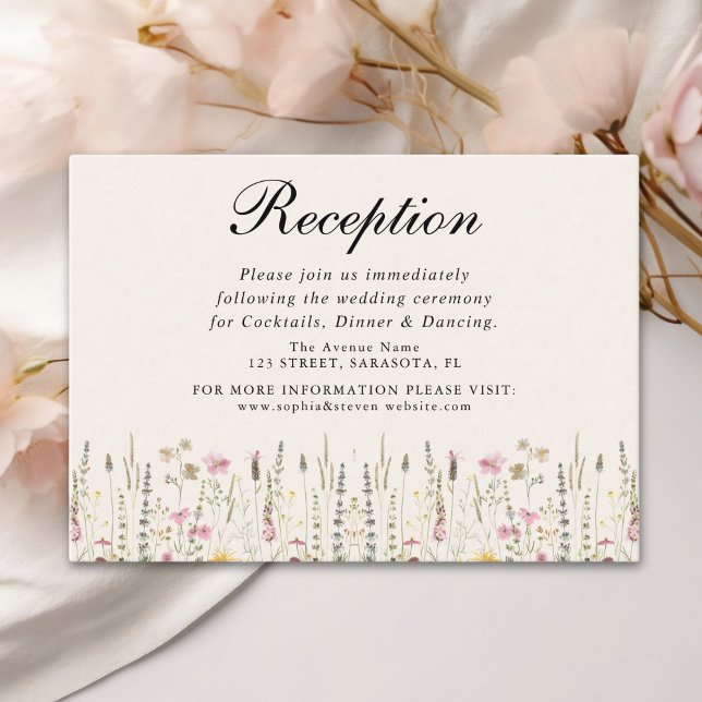 Tarjeta De Recepción Bohemian Cream Floral Wedding (Subido por el creador)