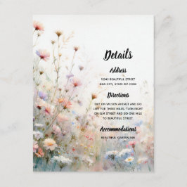 Tarjeta De Recepción Boho Acuarela Floral de Flor Silvestre Personaliza