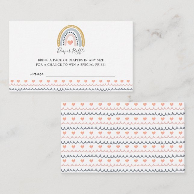 Tarjeta De Recepción Boho acuarela Rainbow Hearoks Libros Para El Bebé (Anverso / Reverso)