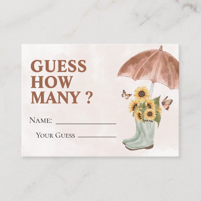 Tarjeta De Recepción Boho April Showers adivina cuántas cartas de juego (Anverso)