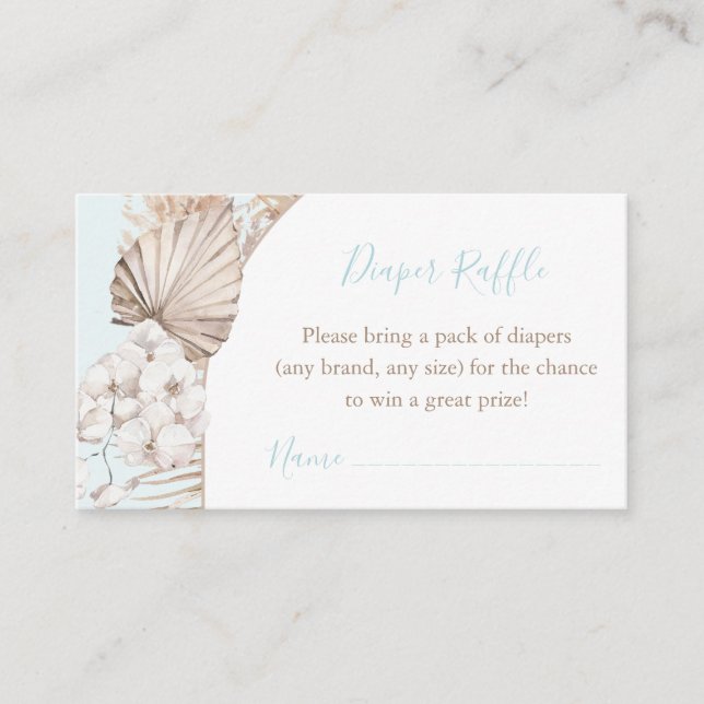 Tarjeta De Recepción Boho Arch Dried Palm Boy Baby Shower Diaper Raffle (Anverso)