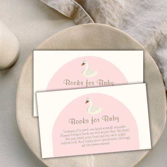 Tarjeta De Recepción Boho Arch Princess Libros De Swan Para Baby Shower (Boho Arch Princess Swan Books For Baby Shower Enclosure Card)