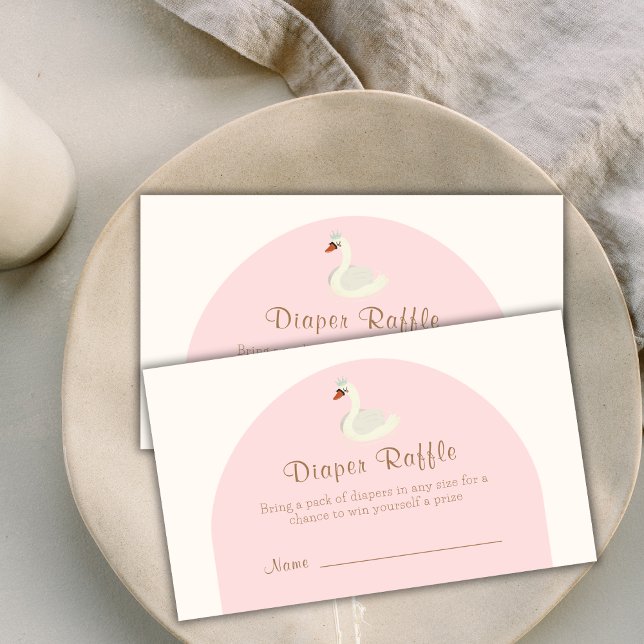Tarjeta De Recepción Boho Arch Princess Swan Diaper Raffle Baby Shower (Boho Arch Princess Swan Diaper Raffle Baby Shower Enclosure Card)