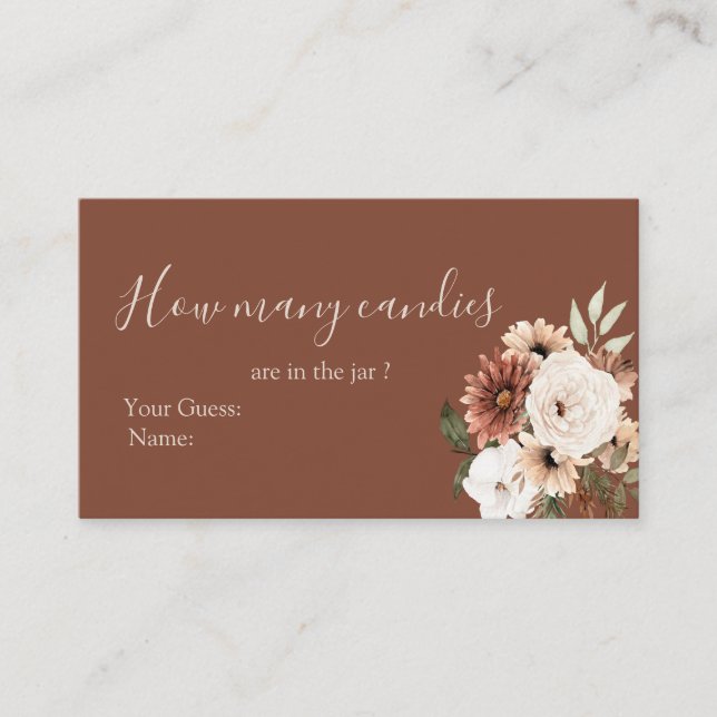 Tarjeta De Recepción Boho Arch Terracota Floral blanca Cuántos Canales (Anverso)