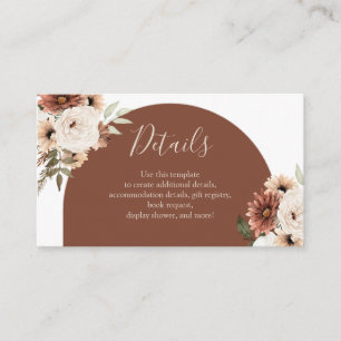 Tarjeta De Recepción Boho Arch Terracotta Baby Shower Details Card