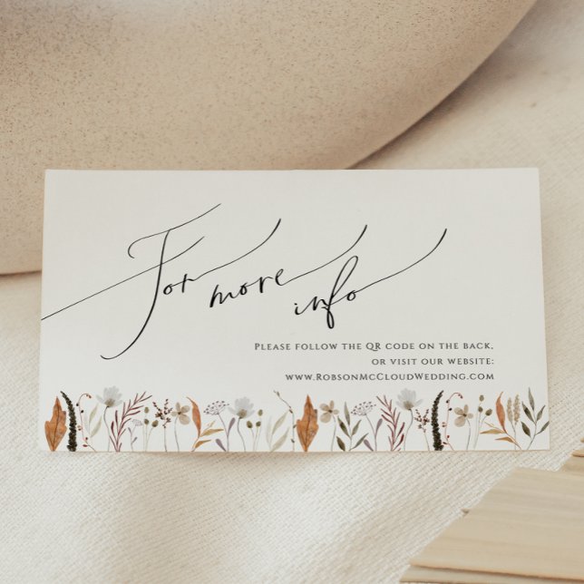 Tarjeta De Recepción Boho Autumn Wildflower | Sitio web Boda (Subido por el creador)