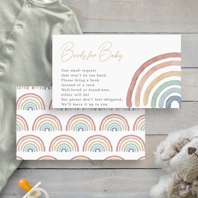 Tarjeta De Recepción Boho Baby Books (Cute Boho Rainbow Baby Books Enclosure Card by Painted Paperie
)