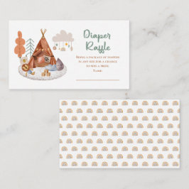 Tarjeta De Recepción Boho Baby Boy Teepee and Toys Shower Diaper Raffle