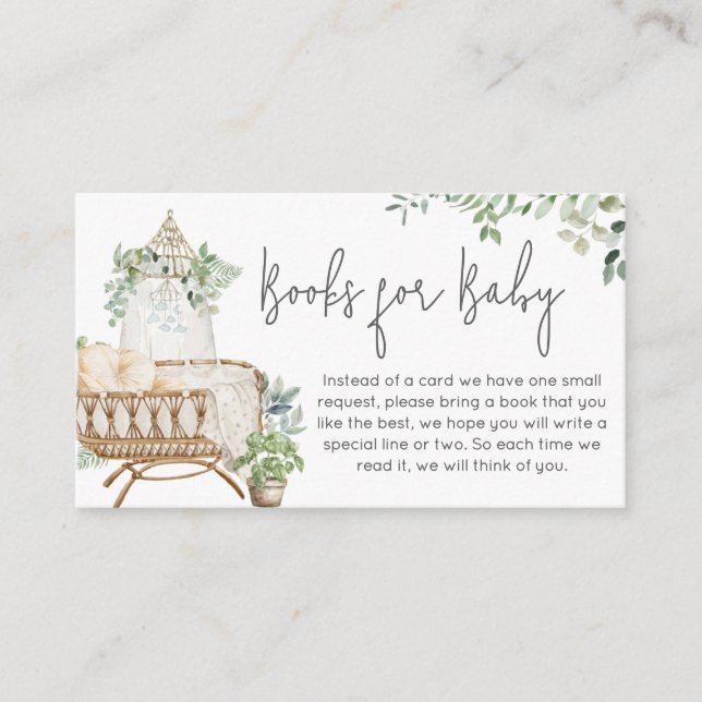 Tarjeta De Recepción Boho Baby Crib Baby Shower Books para el bebé (Anverso)