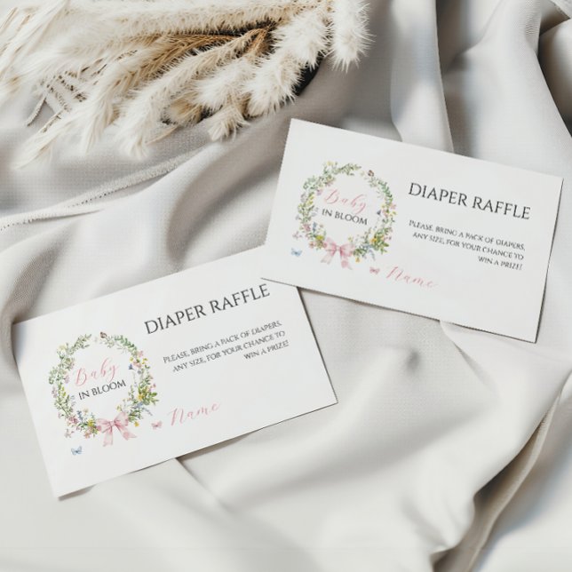 Tarjeta De Recepción Boho Baby en Bloom Pink Bow Baby Shower Diaper (Subido por el creador)
