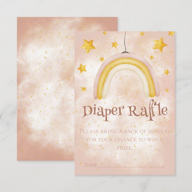 Tarjeta De Recepción Boho Baby Shower magia arco iris estrellas de oro  (Anverso / Reverso)