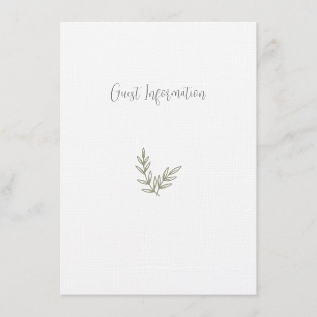 Tarjeta De Recepción Boho Bamboo Hoja Botánica Blanda Elegante Vegetaci (Anverso)