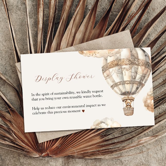 Tarjeta De Recepción Boho Bear Air Balloon Baby Shower Enclosure Card (Boho Chic Bear Display Shower Enclosure Card)