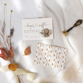 Tarjeta De Recepción Boho Bear Baby Shower Diaper Raffle