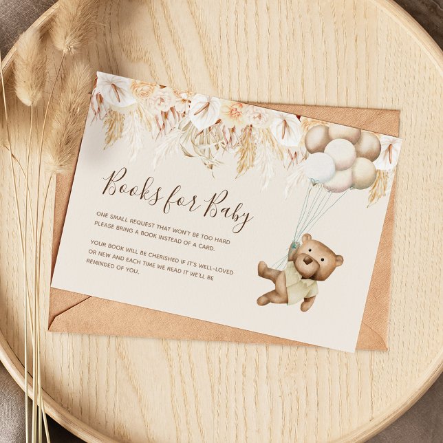 Tarjeta De Recepción Boho Bear Book Request Baby Shower Enclosure Card (Subido por el creador)