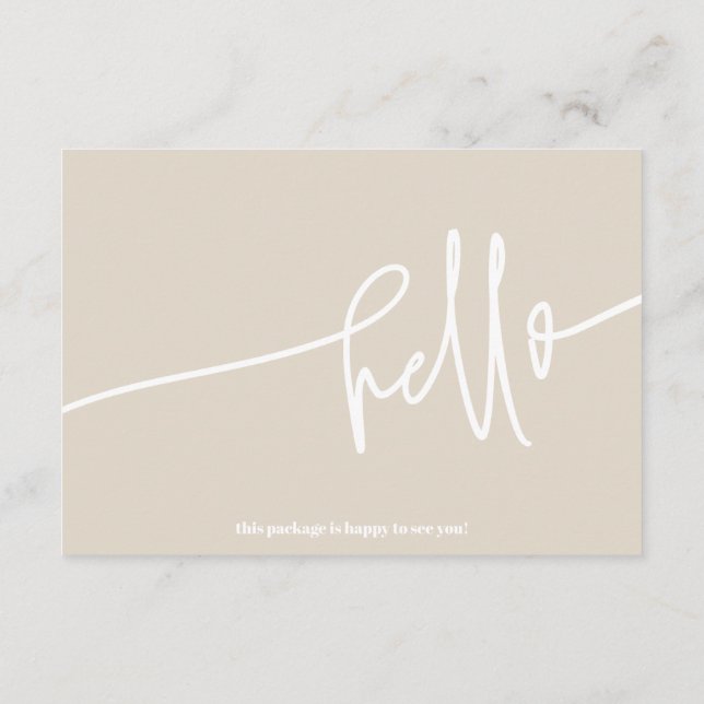 Tarjeta De Recepción Boho Beige Hola Gracias Pedir Pequeña Empresa (Reverso)