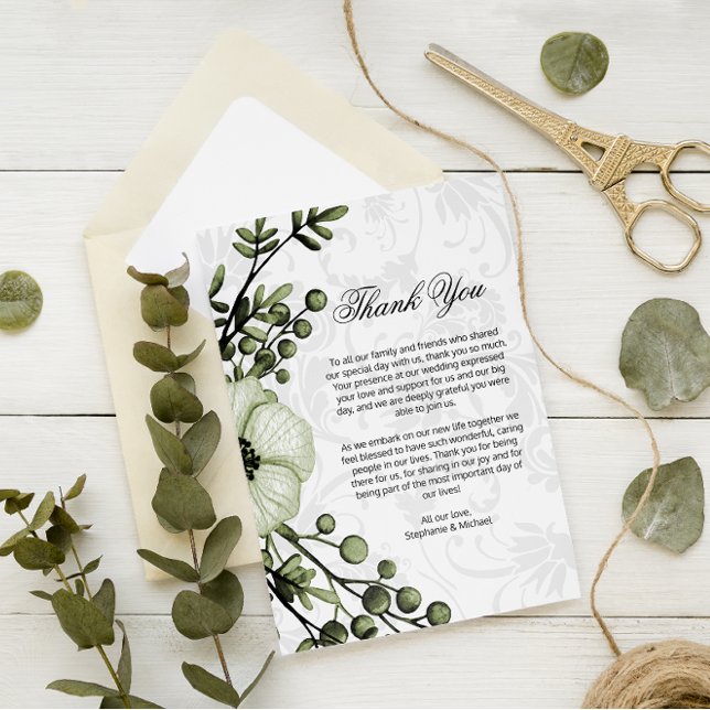 Tarjeta De Recepción Boho Berry Wreath Green Boda Gracias (Subido por el creador)