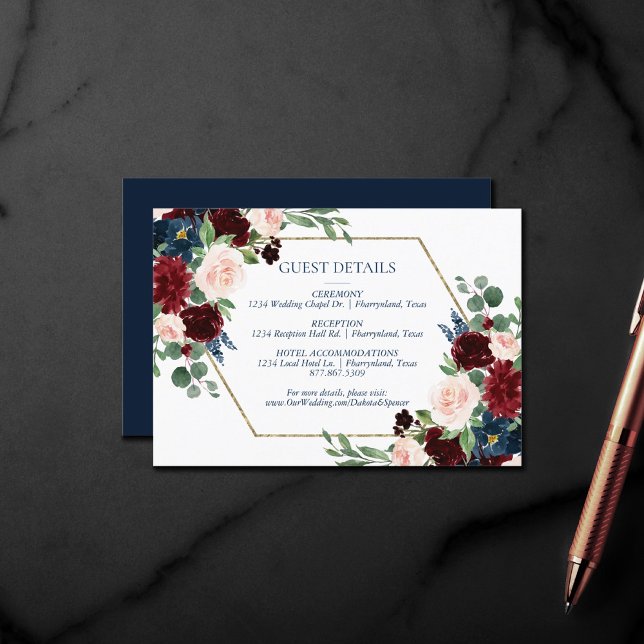 Tarjeta De Recepción Boho Blooms | Información para invitados Rústico A (Subido por el creador)