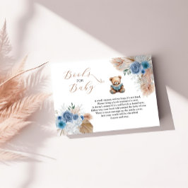 Tarjeta De Recepción Boho Blue Books Para El Bebé Teddy Bear