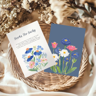Tarjeta De Recepción Boho Blue Cornflower Meadow Books for Baby Shower