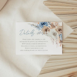 Tarjeta De Recepción Boho Blue: Dusty Blue Bohemian Boda Detalles