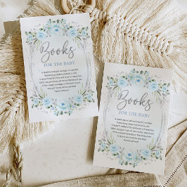 Tarjeta De Recepción Boho Blue Silver Garden Flores Libros para bebés